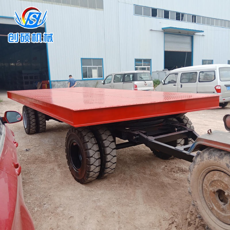 厂区10吨平板拖车 重型工业平板拖车 牵引式平板拉货车