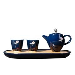 红素一壶四杯 霁蓝釉旅行茶具 功夫茶具套装 100套起订不单独零售图片
