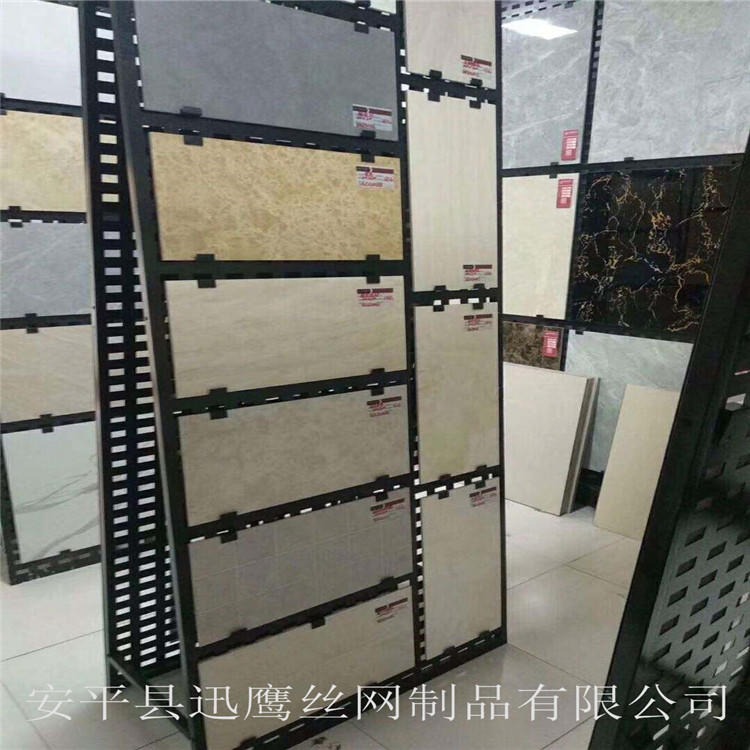 枣庄市1200瓷砖大板展架   烤漆瓷砖展示板  黑色展示架      迅鹰陶瓷冲孔挂板