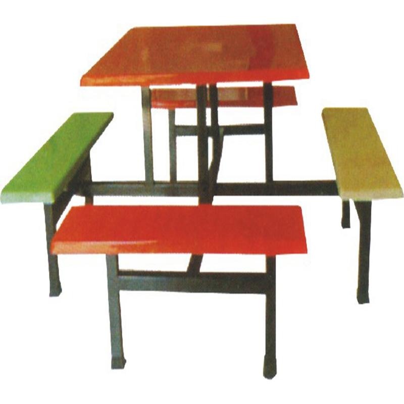 食堂餐桌椅8人座方桌条凳 玻璃钢餐桌椅厂家推荐 尚邑家具STCZY-00040图片