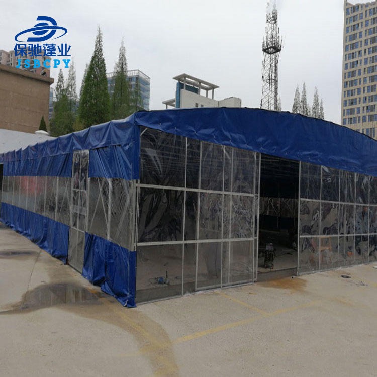 上海移动推拉棚仓库厂房伸缩雨棚大型遮阳棚活动帐篷推拉雨棚布推拉蓬