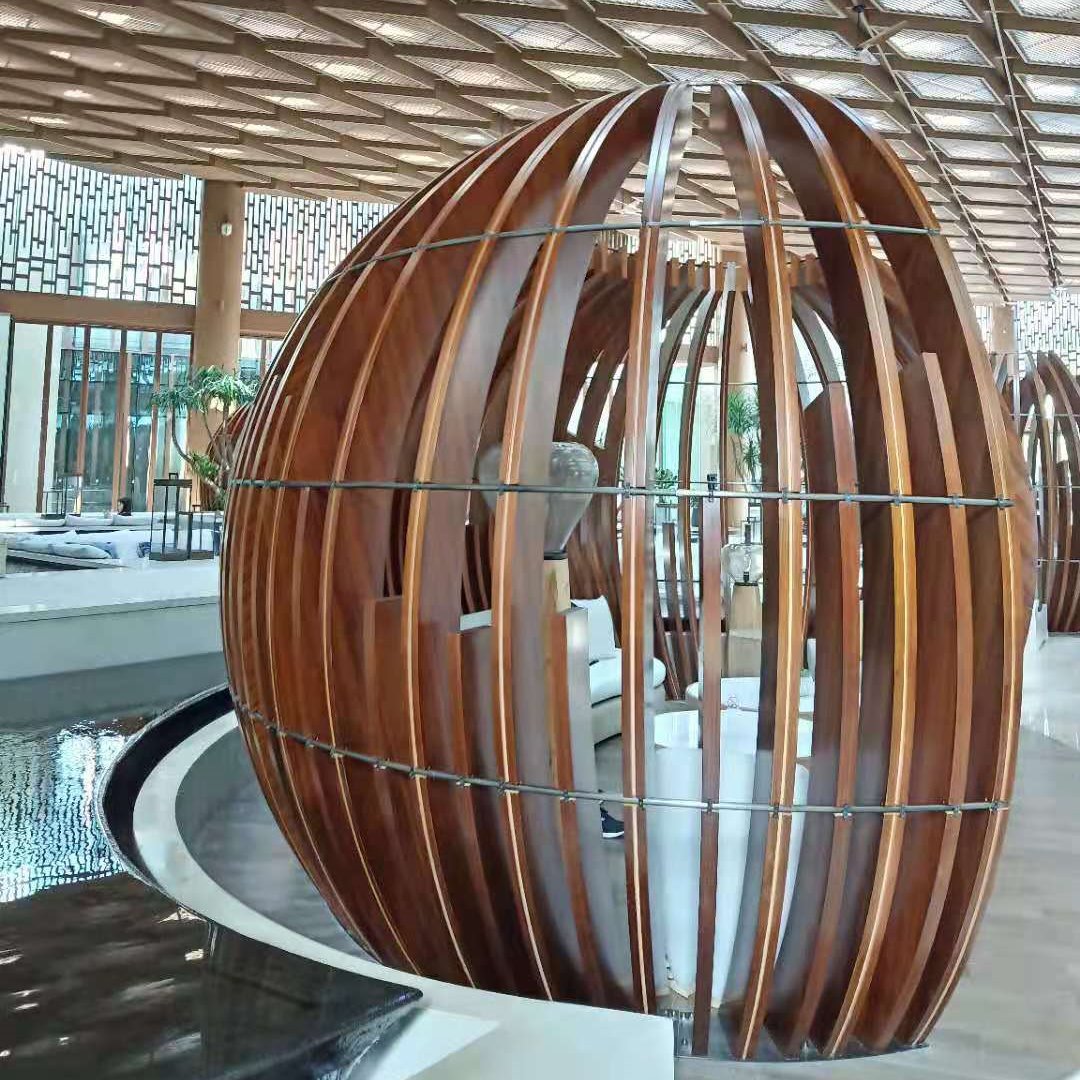 餐厅打造个性鸟巢弧形半圆铝方通拉弯曲线造型铝方通吊顶天花    弧形弯曲铝板厂家