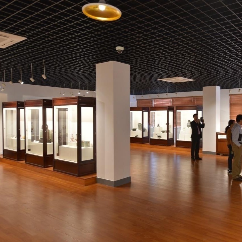 江苏钱币博物馆展柜定做-钢结构木纹烤漆展柜生产厂家