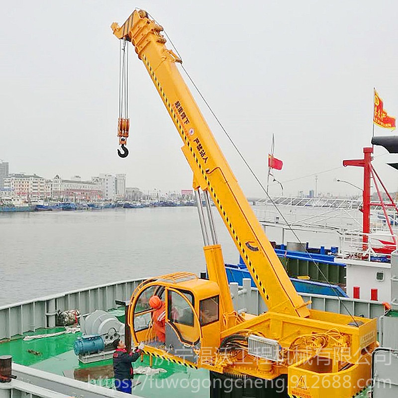 福沃 船用甲板起重机厂家 渔场养殖用船头吊 10吨12吨船吊价格