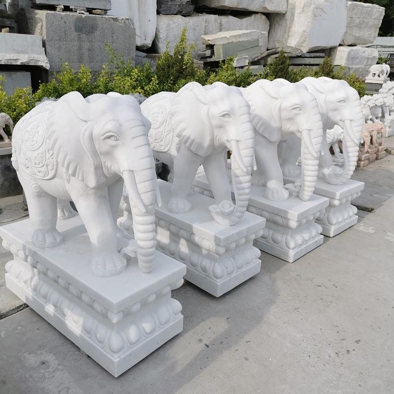 石头大象 汉白玉石象 石雕动物厂家 门口石象价格