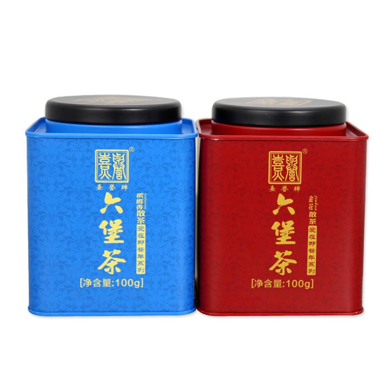 茶叶马口铁罐生产厂家 创意正方形六堡茶包装铁盒定制 麦氏罐业 金属盒包装 茶叶铁罐生产厂家
