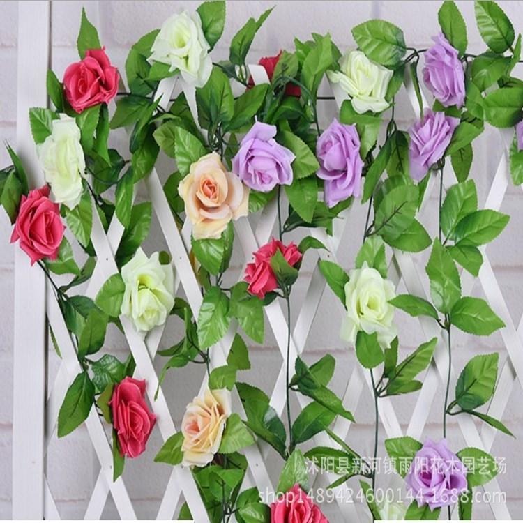 仿真植物玫瑰花墙饰藤条装饰假花批发花藤仿真花