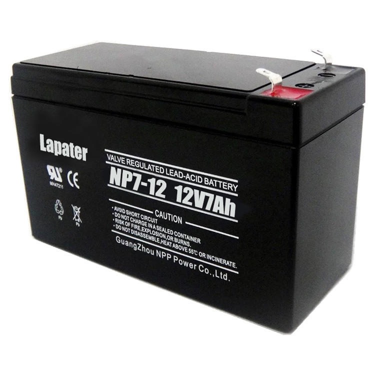 Lapater拉普特蓄电池NP7-12 免维护12V7AH铅酸蓄电池 电动工具 电梯配电 商业电池