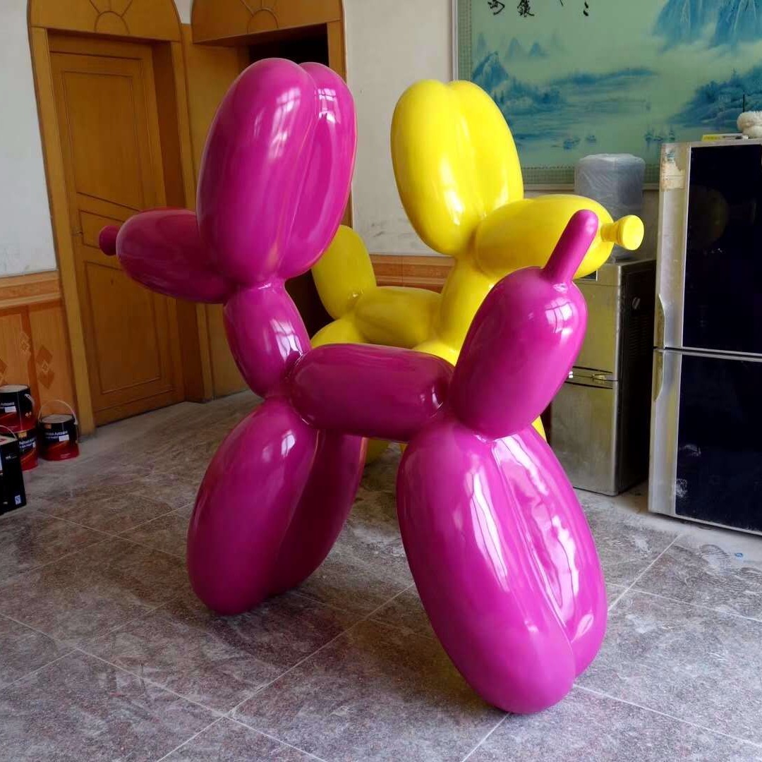 玻璃钢气球狗雕塑 卡通抽象狗狗雕塑 电镀气球狗雕塑摆件 唐韵园林图片