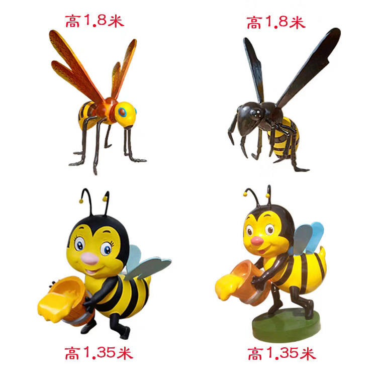 佰盛 玻璃钢卡通蜜蜂雕塑 蜜蜂采蜜雕塑模型 玻璃钢仿真动物雕塑 厂家定制