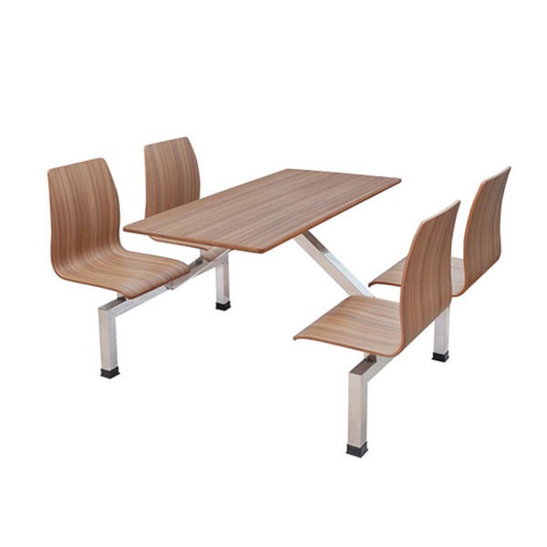 尚邑家具食堂餐桌椅连体不锈钢四人餐桌椅厂家批发定制