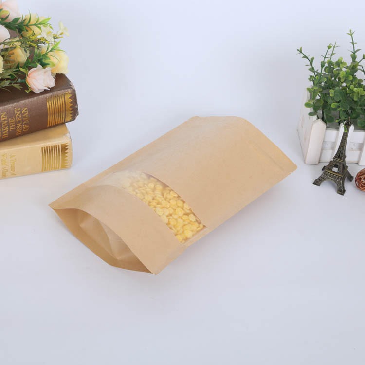 食品包装袋牛皮纸袋瓜子红枣分装袋开窗自封袋定做每日坚果包装袋图片