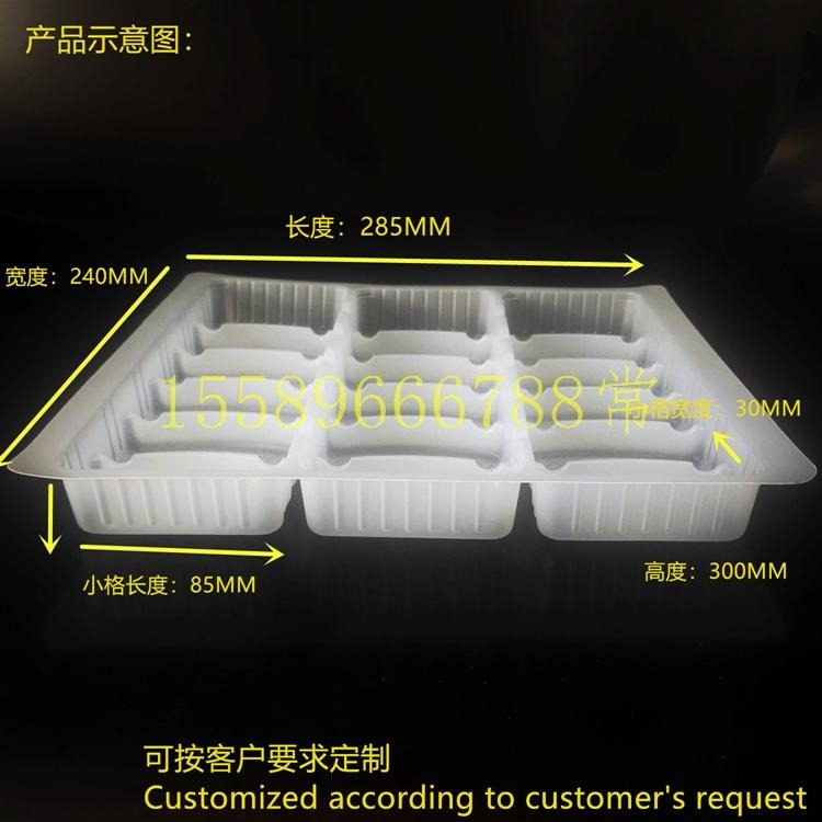 厂家直供一次性塑料餐盒 285*240多个小格塑料盒 水饺托盒  多款高度  有盖子WR00078