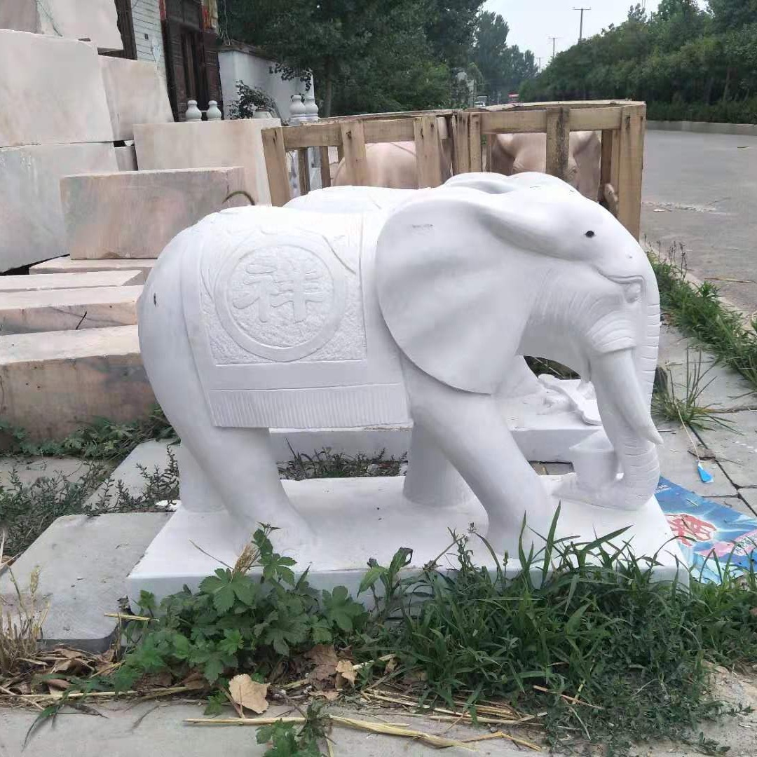 青石石雕大象 石刻小象风水象一对 富祥 出口特价石大象 招财石雕大象厂家定制
