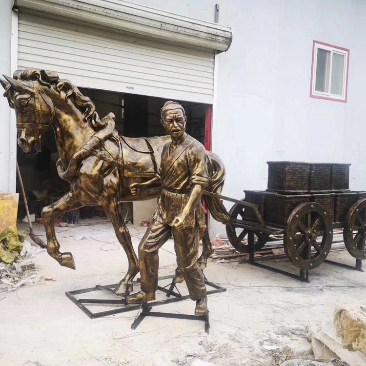 佰盛 古代将军武士铸铜雕塑厂家 定制马拉车雕塑 战马战车雕塑大型户外雕塑模型图片
