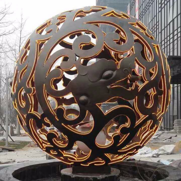 不锈钢圆球抽象镂空球雕塑 艺术造型球 直径2.5米 1-3米公园广场摆件