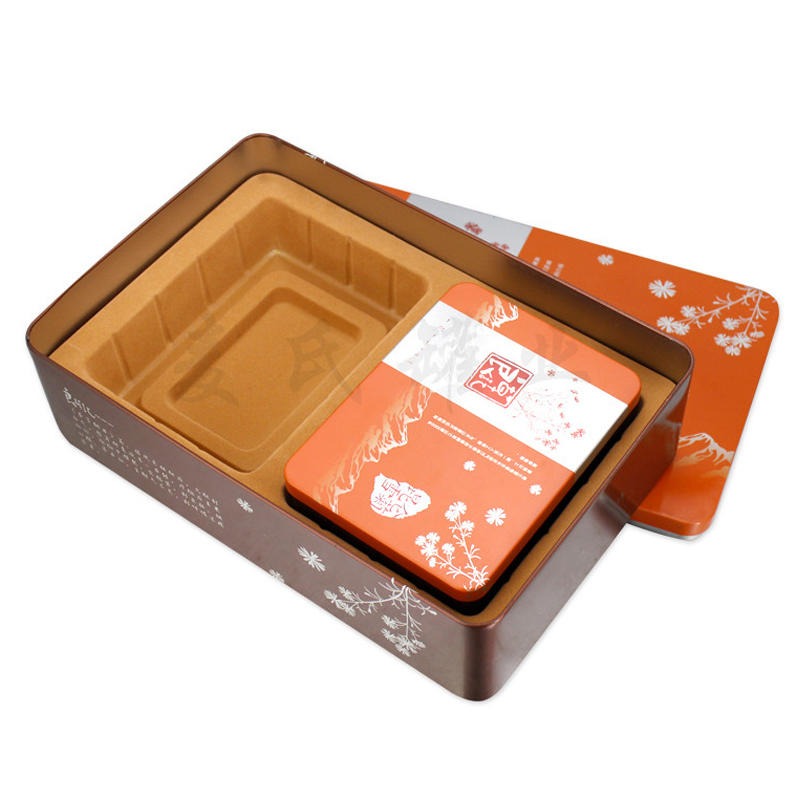 马口铁茶叶罐生产厂家 长方形昆仑雪菊铁盒包装订做 麦氏罐业 带内托套装茶叶铁罐包装