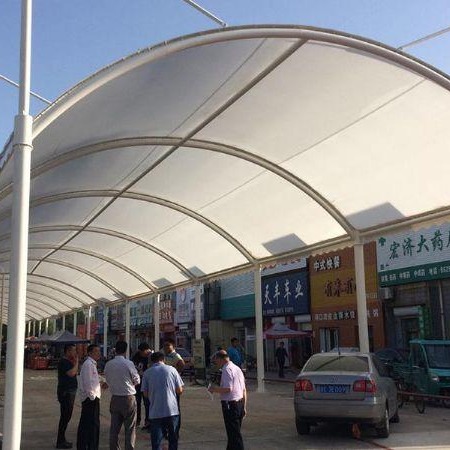 商品城店铺，走廊遮阳棚，膜结构，膜布PVC PVDF，ETFE