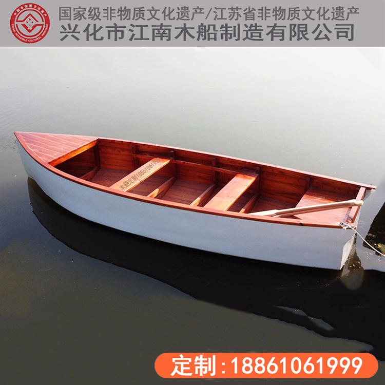 江南木船5米6-8人欧式豪华休闲木船厂家摄影景观装饰船