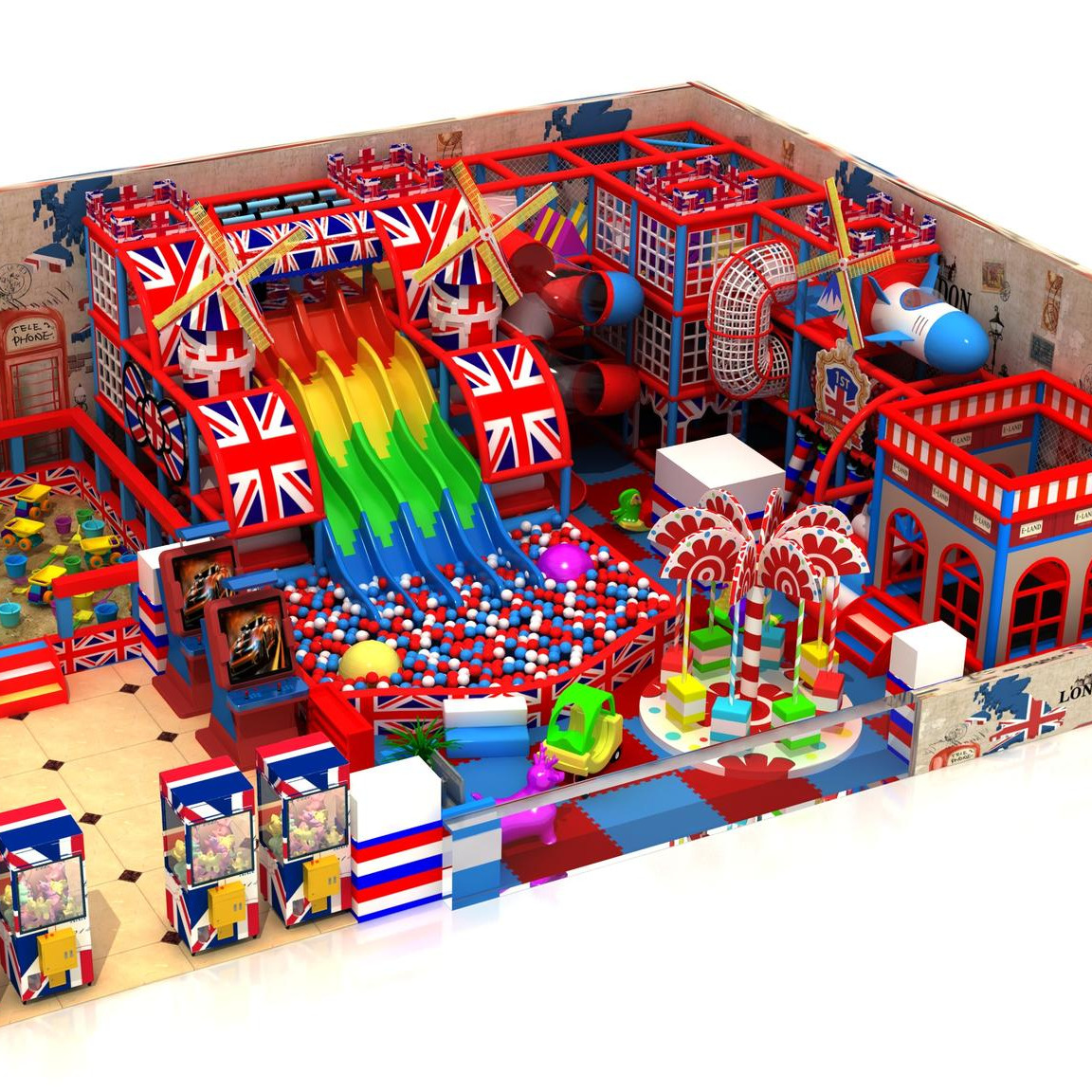 英伦风主题淘气堡 儿童乐园拓展设备 大型商场室内闯关游乐场设备