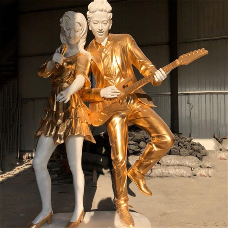 玻璃钢弹吉他人物雕塑 音乐主题人物雕塑 唐韵园林图片