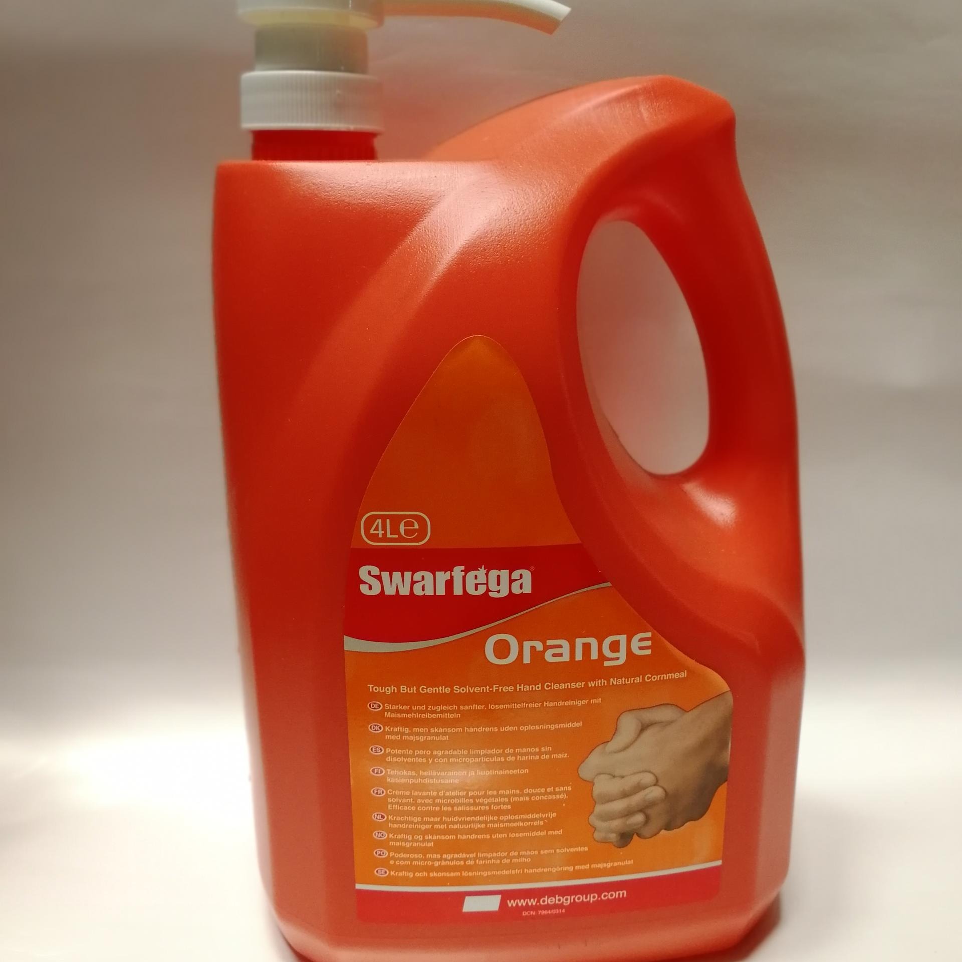DEB 牌 Swarfega 施瓦菲格 4000ML 工业洗手膏，清洗重油污，不伤手，不伤环境，香橙味，橙色