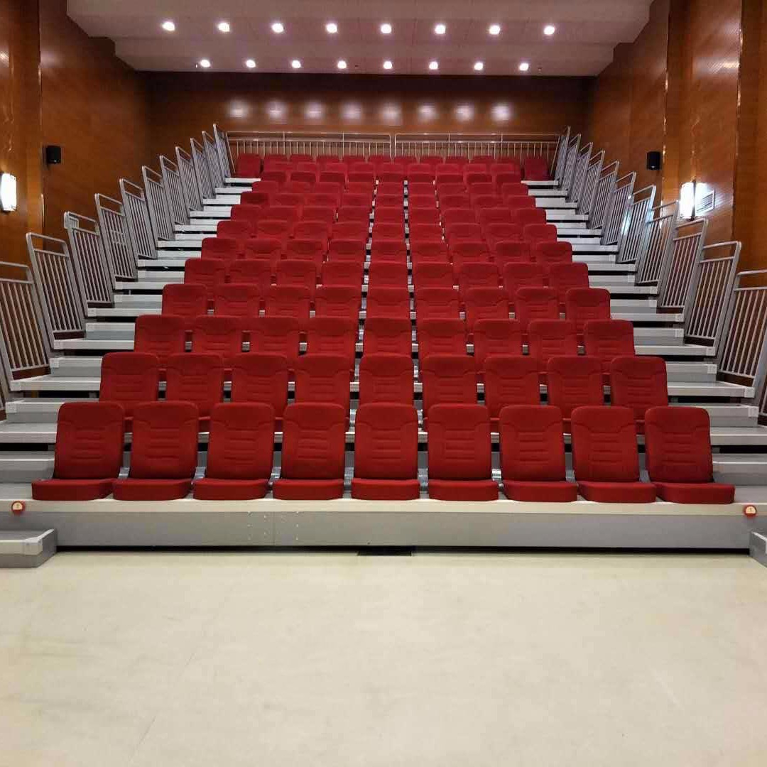 前置式电动伸缩翻板座椅 伸缩活动看台 剧院学校室内看台可定制 多色可选