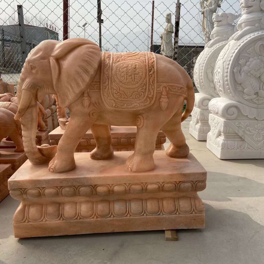 陈氏石雕 石雕大象 动物雕塑石象摆件 厂家定制