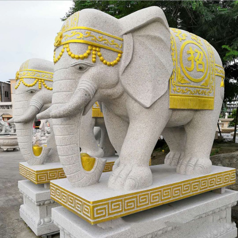 石雕大象价格 大型花岗岩石象定做 大理石动物石雕 青石雕刻小象 门口石象