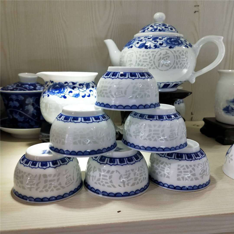 订制景德镇陶瓷茶具 景德镇茶具生产厂家 青花手绘陶瓷茶具套装