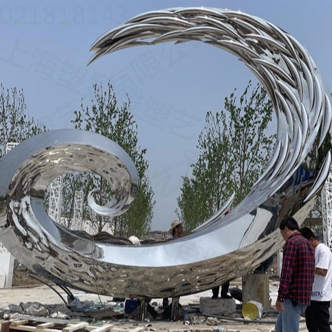 辽宁广场不锈钢镜面月亮雕塑 艺术景观圆环雕塑定制