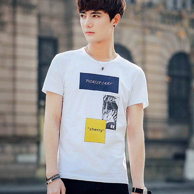 韩版男式T恤 夏季短袖 便宜服装 纯棉男士T恤 靓仔装 尾货批发 市场