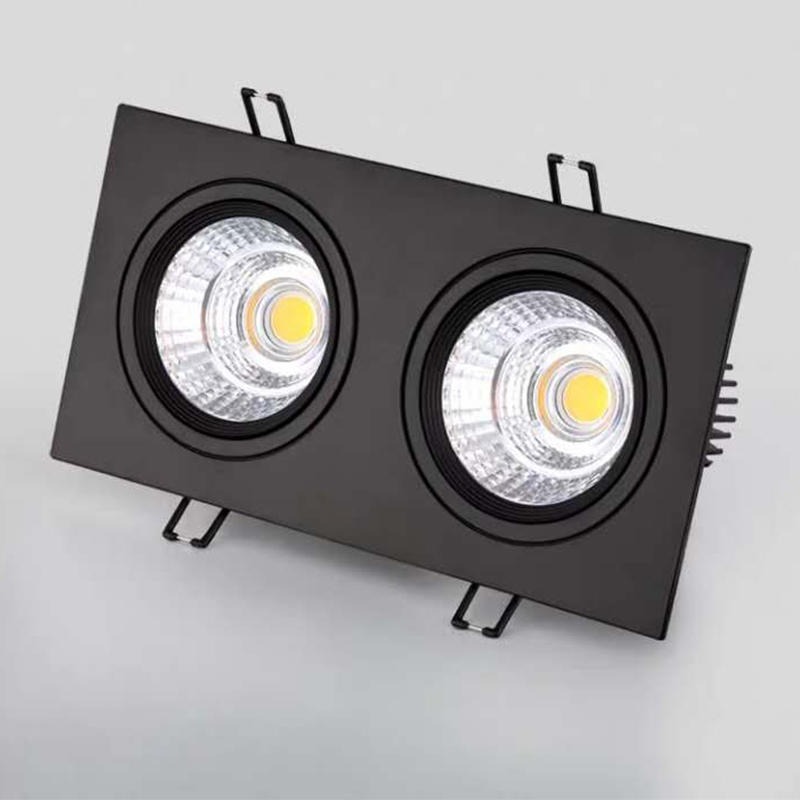 LED格栅灯 双头方形筒灯 嵌入式商用斗胆射灯 COB天花灯图片