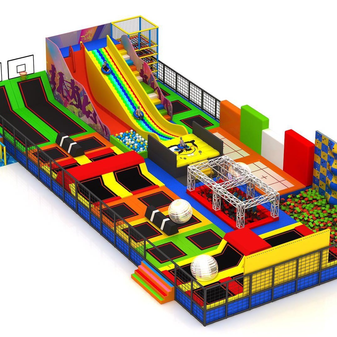 淘气堡儿童乐园设备大型室内儿童蹦床室内亲子儿童蹦床厂家  飞跃滑梯组合图片
