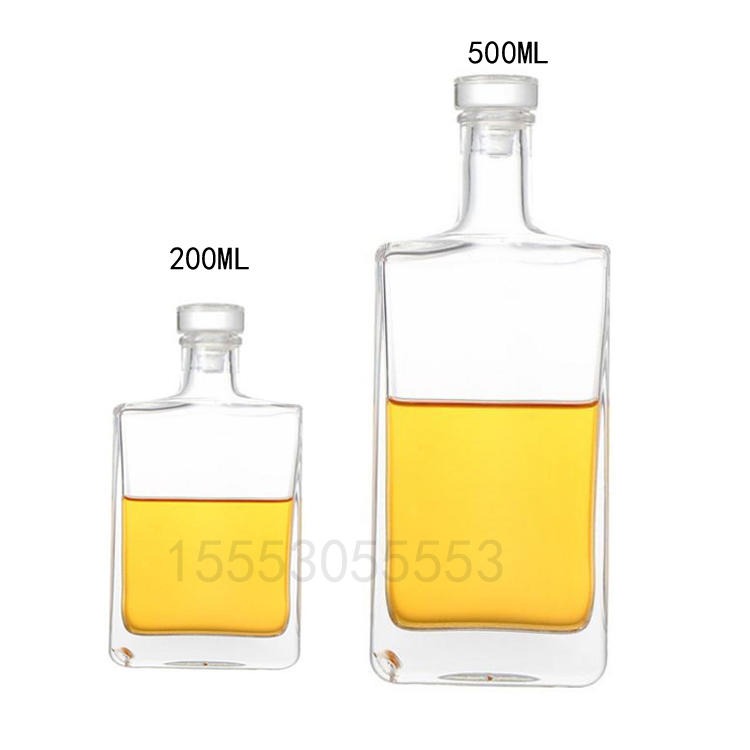厂家供应晶白料观云酒瓶500ml 200ml玻璃瓶毫升透明 观云酒瓶