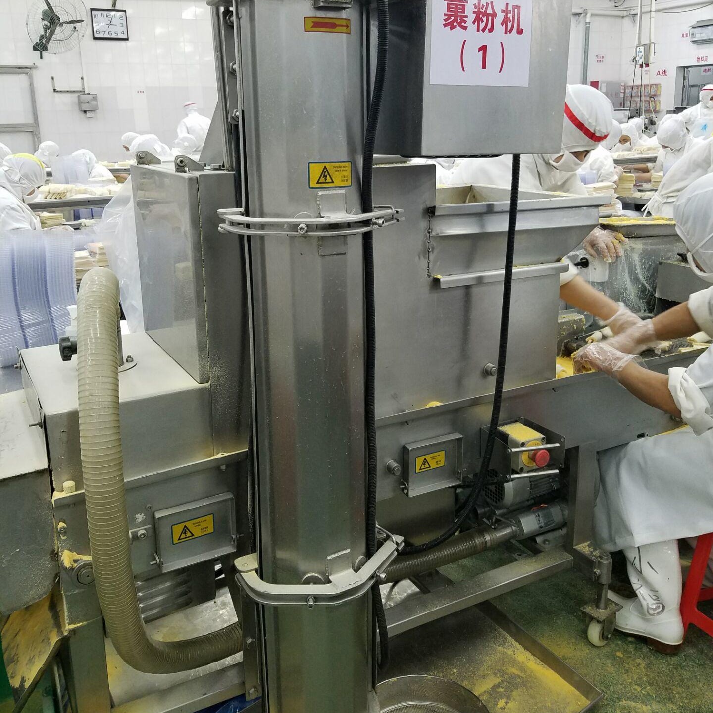 广州面包虾上浆裹粉设备  连续式面包虾油炸机  自动面包虾上屑裹粉机图片
