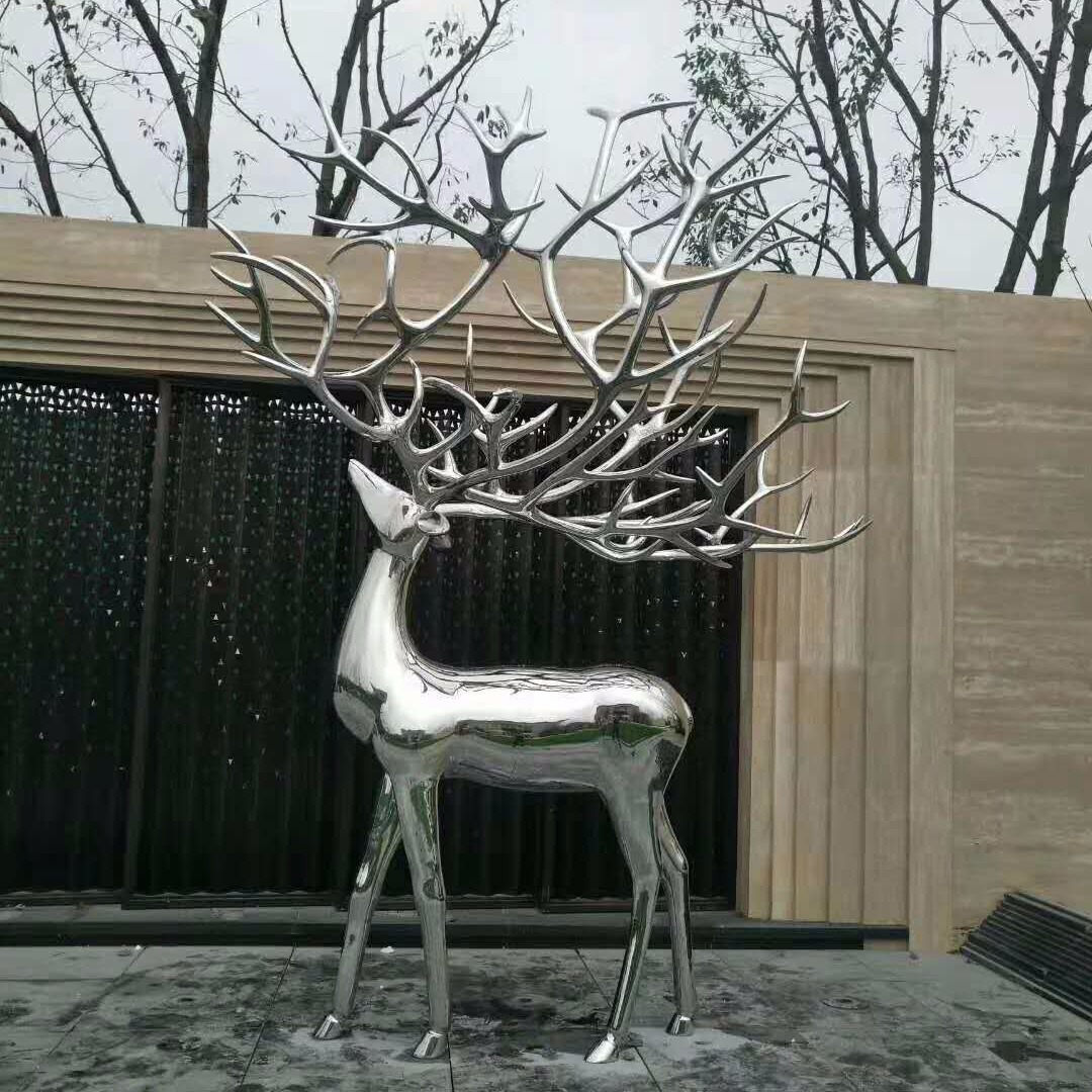 镜面鹿雕塑  不锈钢鹿雕塑