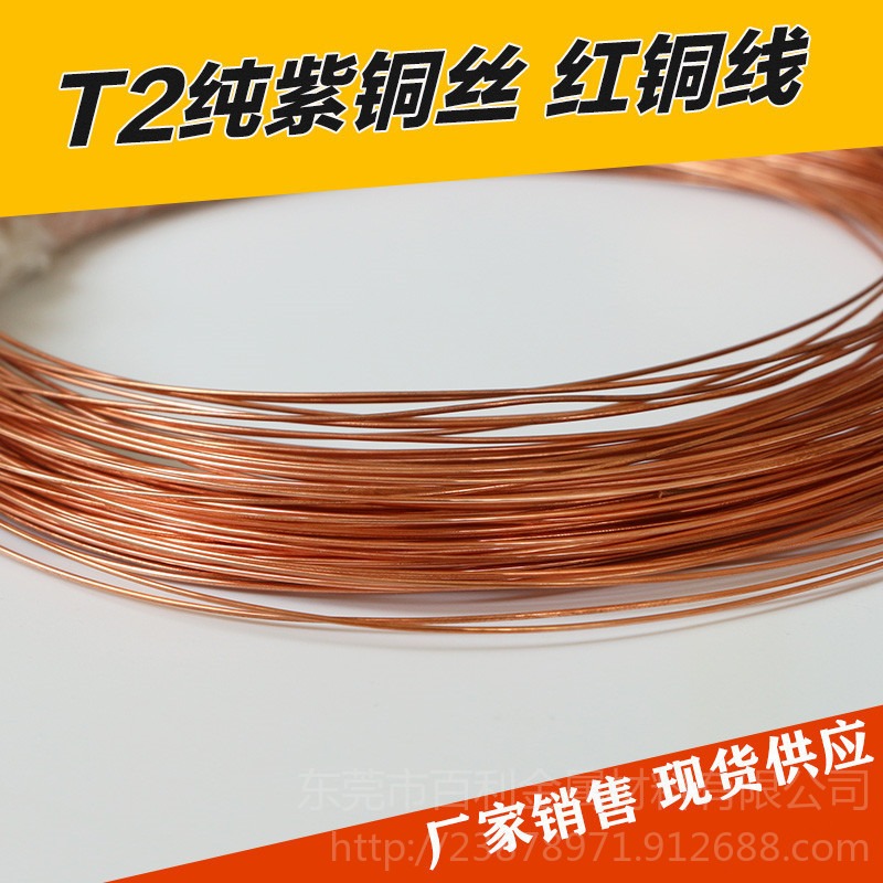 T2紫铜线 C1100紫铜线 无氧 导电铜线 环保 国标 厂家直销 直径0.1 0.5 1 1.5 2 百利金属图片