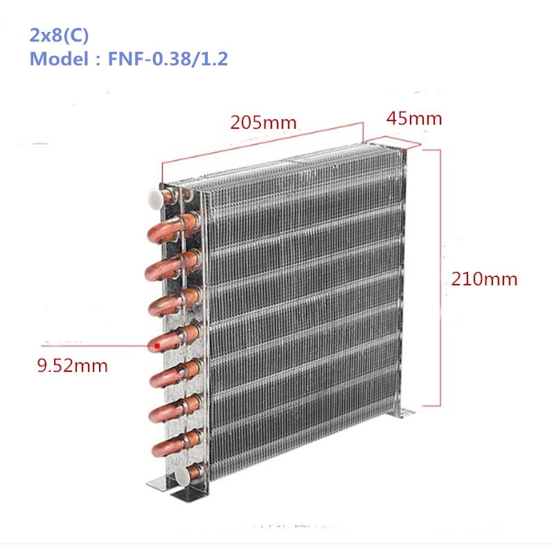 传热设备供应商畅的长期供应2米空冷式冷凝器小型水冷式铜管铝翅片制冰机冷凝器价格 FNF-0.37/1.1示例图4