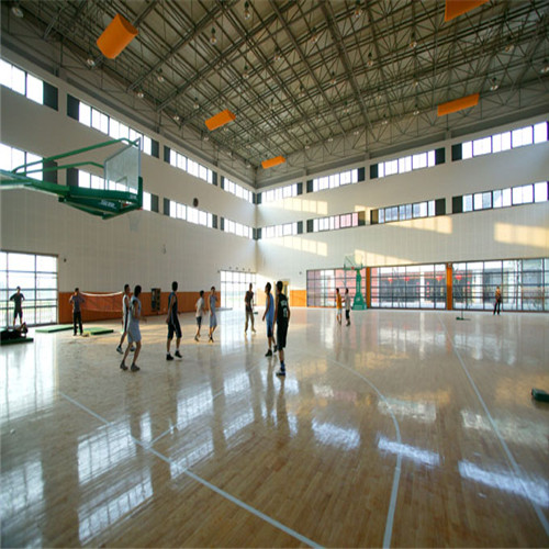 浙江慈溪 篮球馆柞木地板 双龙骨运动木地板 球馆木地板图片