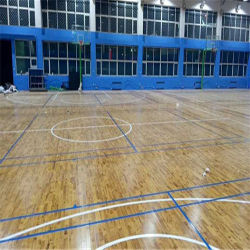 浙江海盐 篮球实木地板 室内实木运动地板 篮球馆地板施工图片
