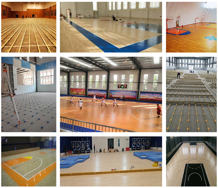 河北秦皇岛 篮球实木地板 柞木运动木地板 篮球馆实木地板