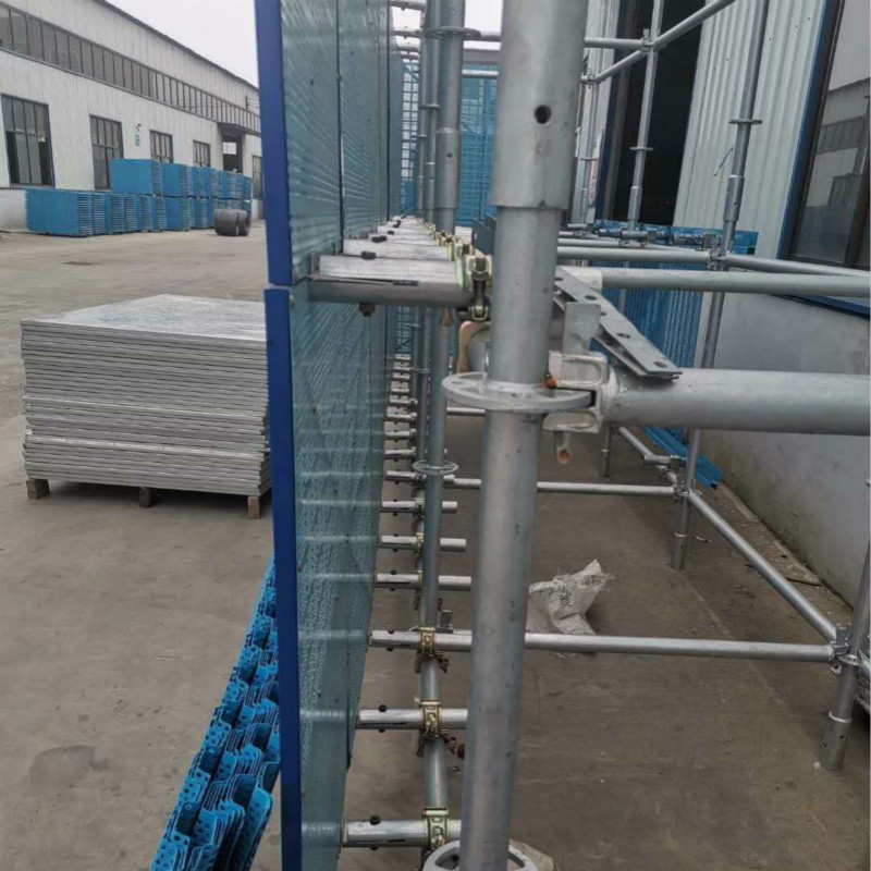 粉墙工程外挂爬架网片 喷塑蓝色防护网 密目钢网片厂家直销